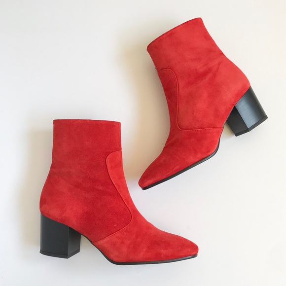 Topshop Shoes - Topshop suede red booties